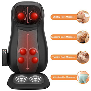 Fitfirst Back Massage Cushion Car Seat Massager Shiatsu Rolling Kneading Vibration for Full Back and Neck with Heat Function