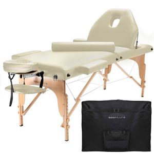 Saloniture Professional Portable Massage Table with Backrest - Black 